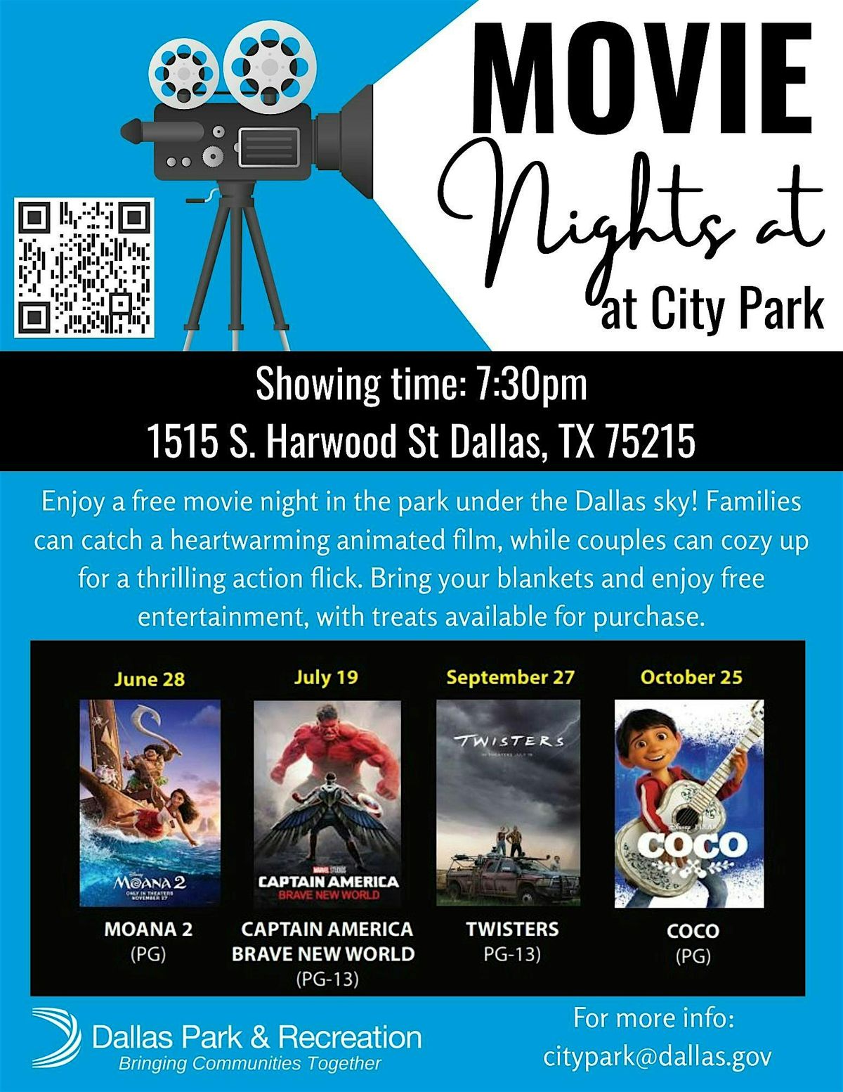Movie Nights at City Park: Twisters, 27 September | Event in Dallas | AllEvents