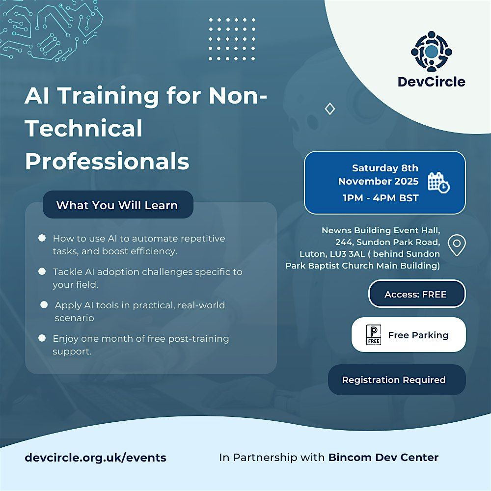 Free  AI Training for Non-Technical Professionals, 8 November | Event in Luton | AllEvents