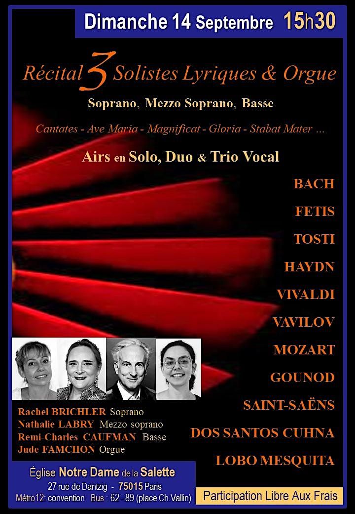Récital de 3 Solistes Lyriques & Orgue, 14 September | Event in Paris | AllEvents