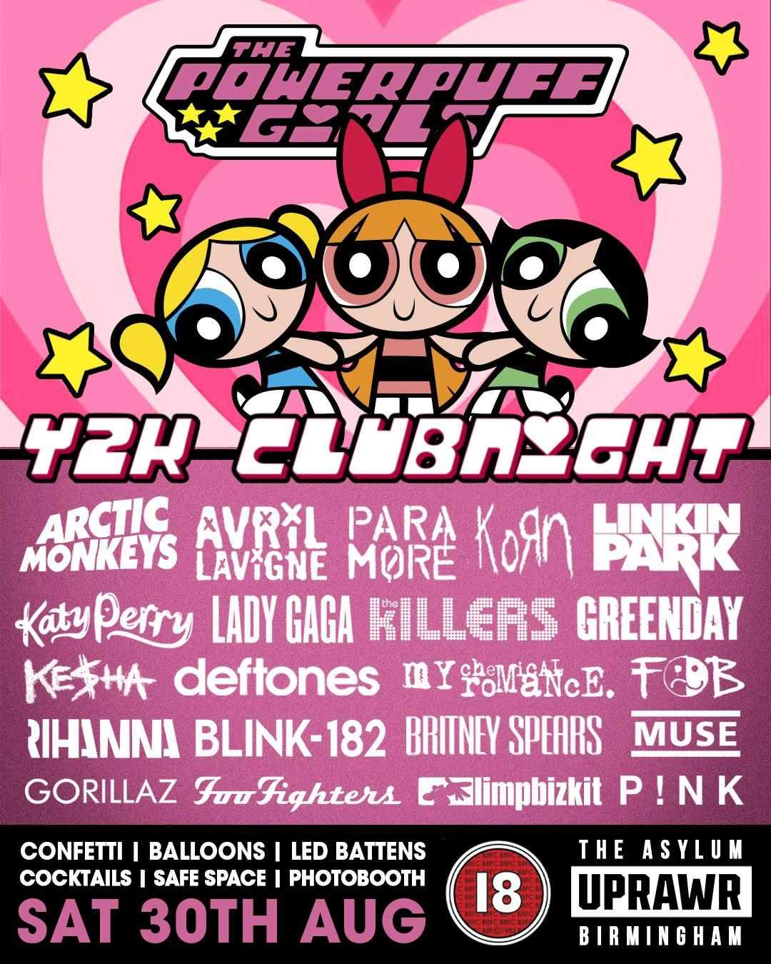 UPRAWR: Powerpuff Girls Y2K Party - 2000's Rock, Pop, Emo, Nu Metal and Indie, 30 August | Event in Birmingham