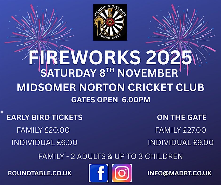 Mendip & District Round Table Fireworks Spectacular 2025, 8 November | Event in Radstock | AllEvents