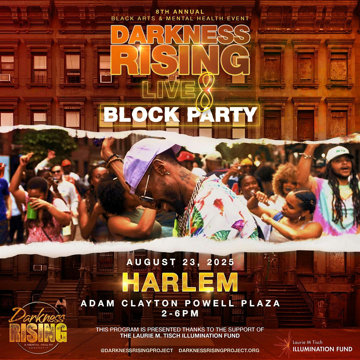 NYC Darkness RISING: Live 8, The Black Arts & Mental Health Block Party, 23 August | Event in New York