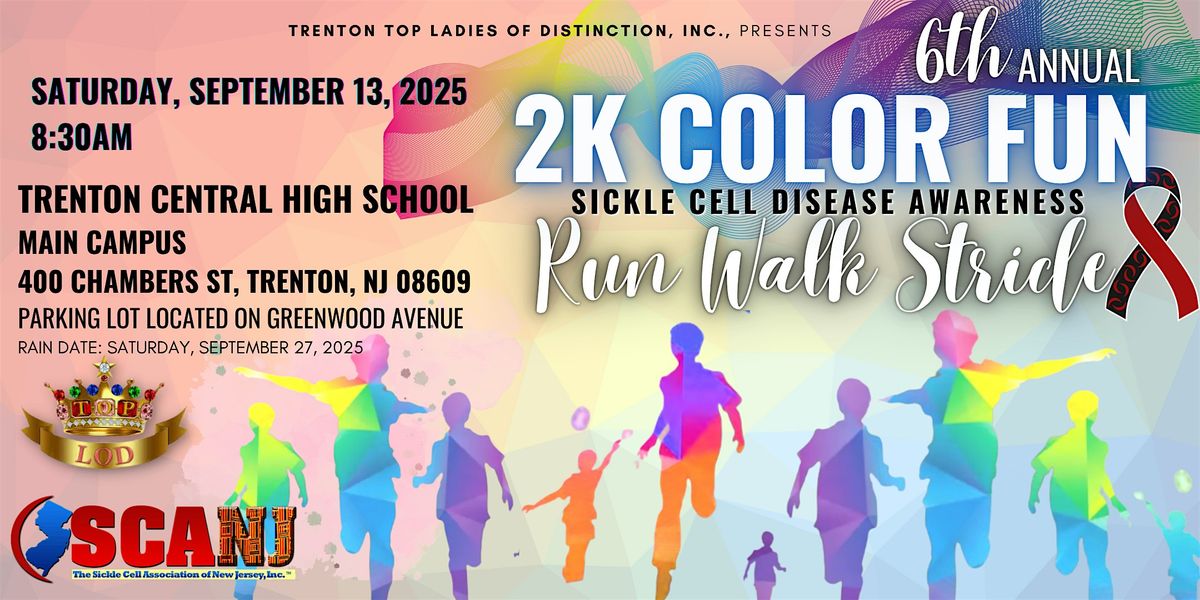 6th Annual 2K Color Fun | Sickle Cell Disease Awareness Run Walk Stride, 13 September | Event in Trenton | AllEvents