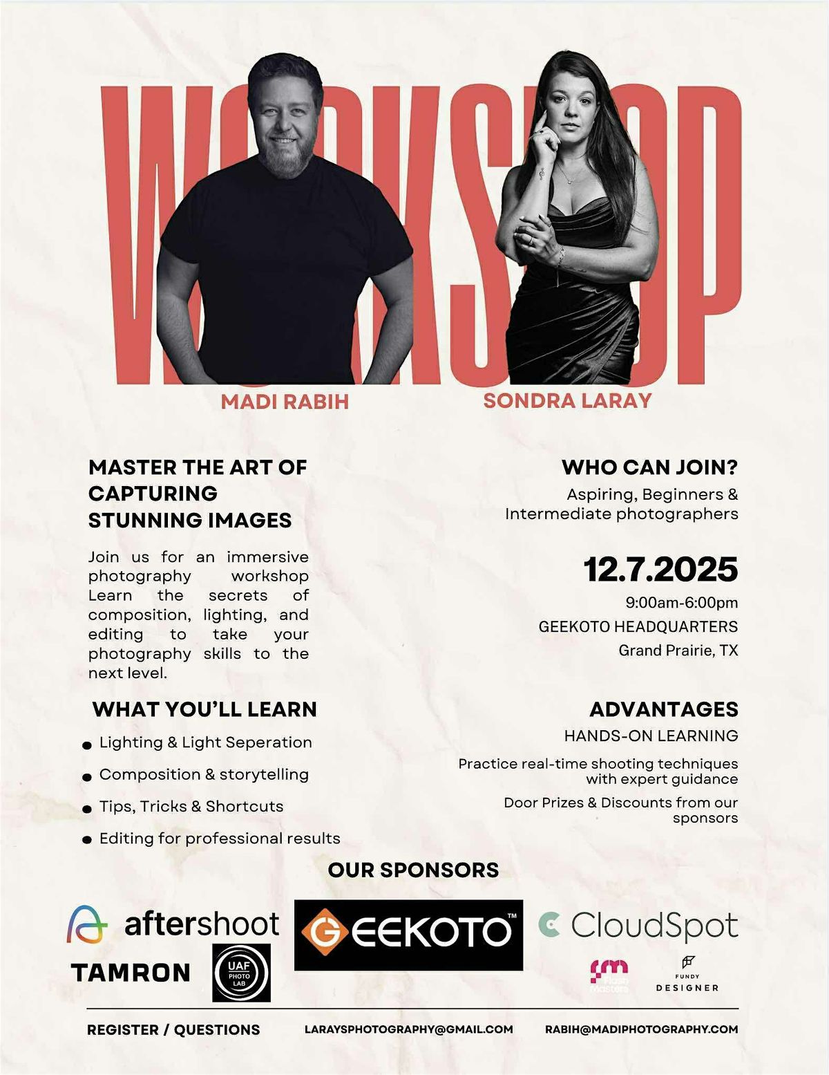 Master the Art of Capturing Stunning Images by Madi Rabih and Sondra LaRay, 7 December | Event in Grand Prairie