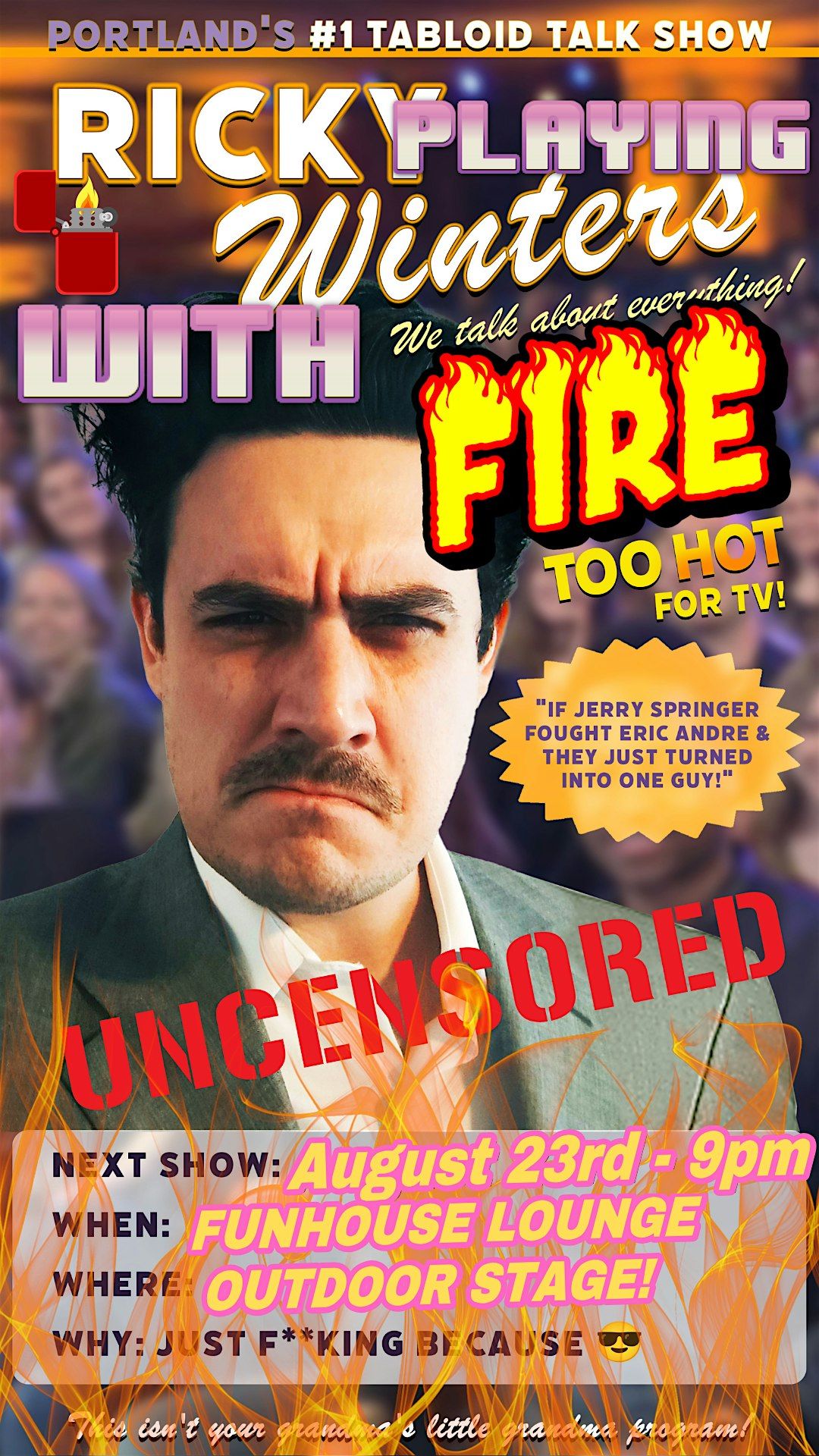RICKY WINTERS: PLAYING WITH FIRE, 23 August | Event in Portland | AllEvents