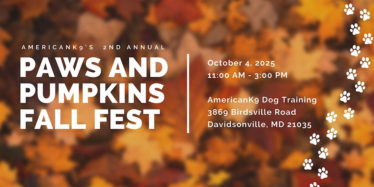 AmericanK9's 2nd Annual Paws and Pumpkins Fall Fest!, 4 October | Event in Davidsonville | AllEvents