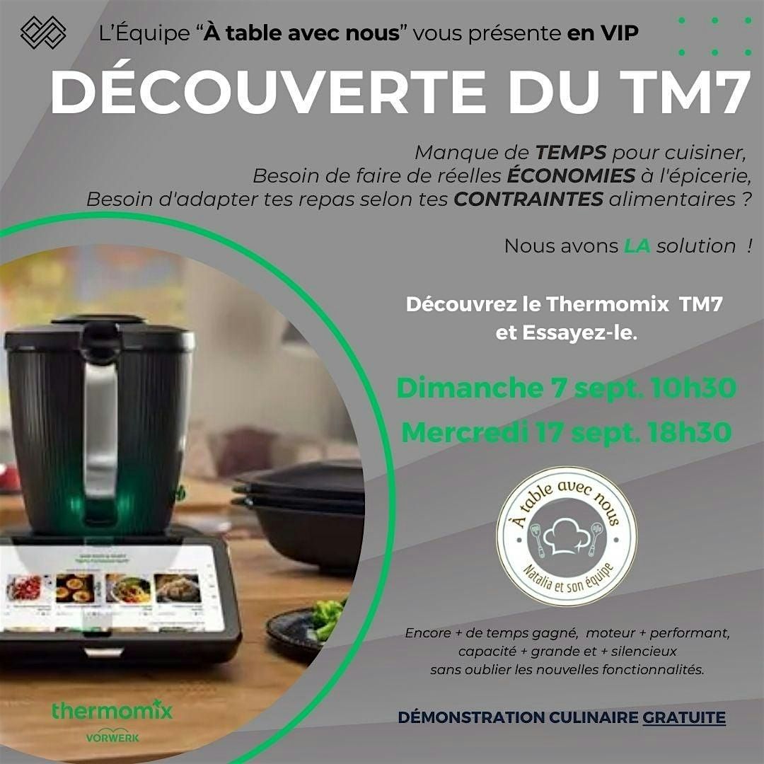Atelier Découverte Thermomix TM7 avec l'équipe À TABLE AVEC NOUS, 17 September | Event in Québec | AllEvents