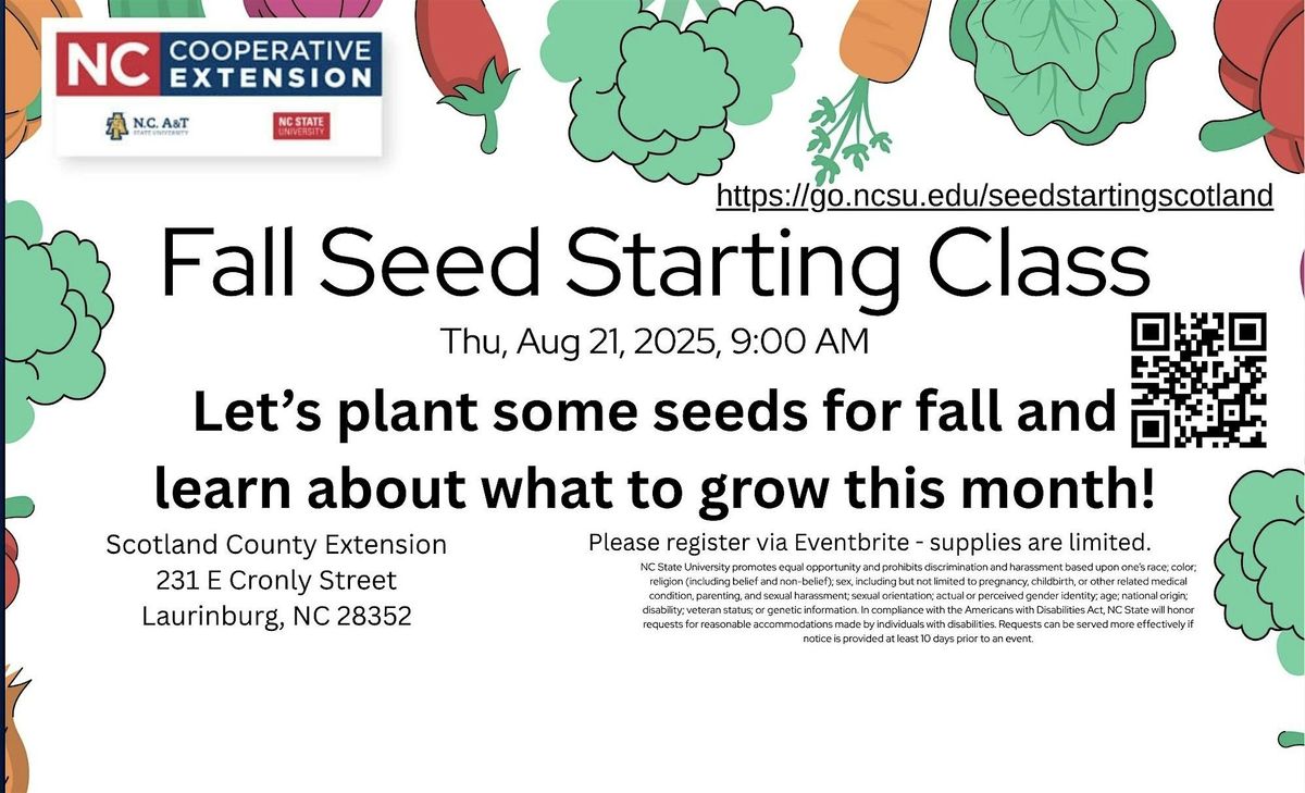Fall Seed Starting Class, 21 August | Event in Laurinburg | AllEvents