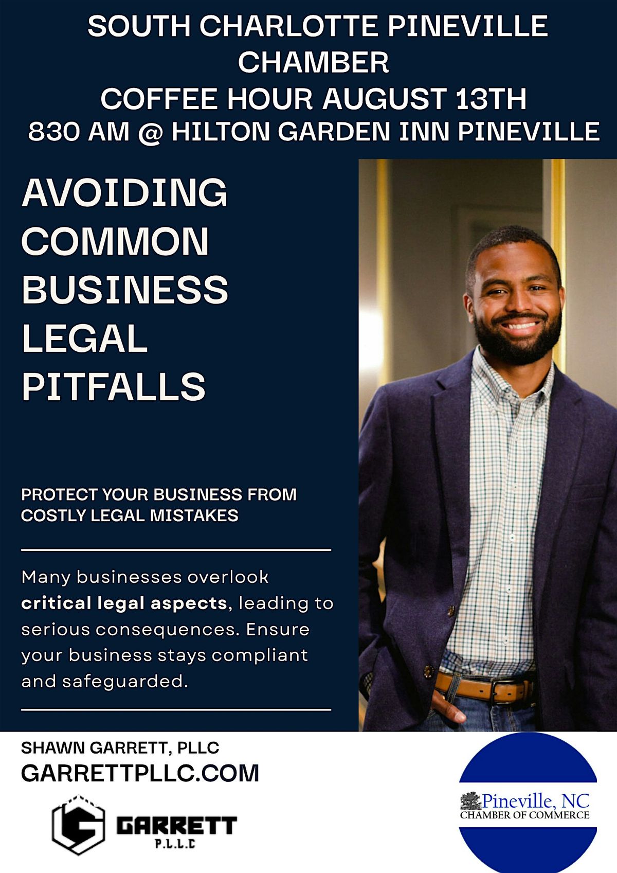 Avoiding Common Business Legal Pitfalls w/ Shawn Garrett, PLLC, 13 August | Event in Pineville | AllEvents
