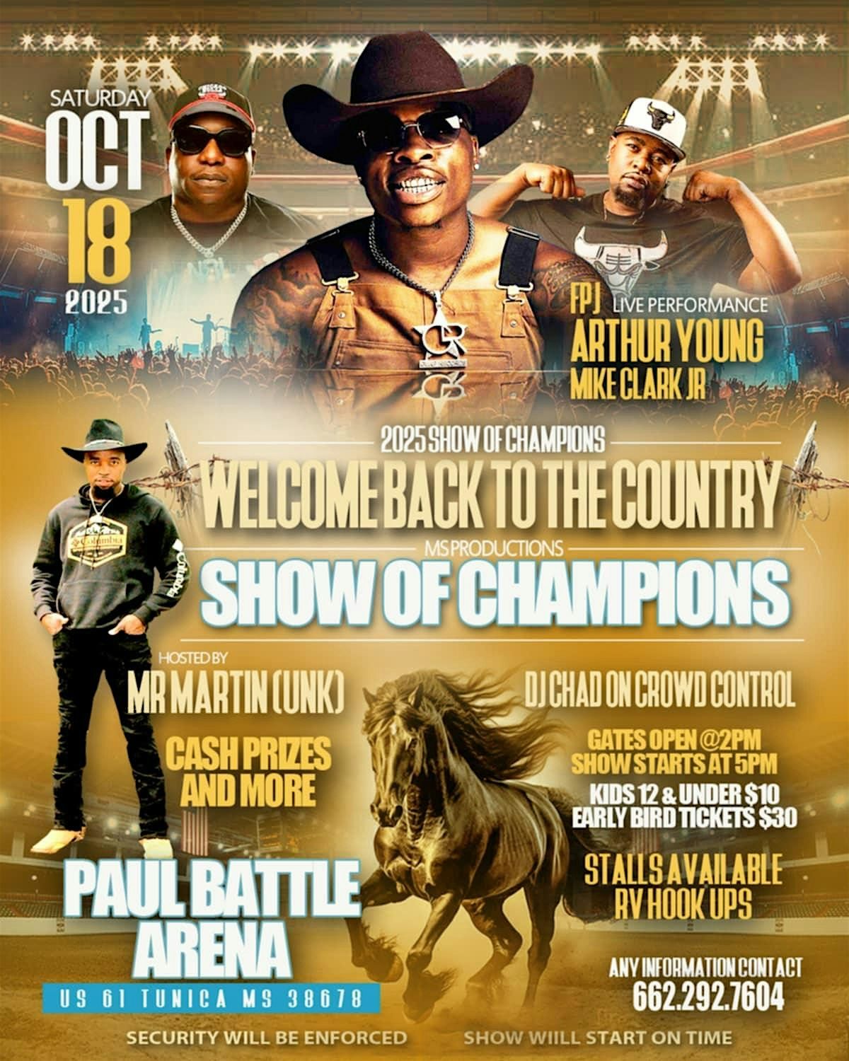 Welcome Back To The Country Show Ft. FPJ , Mike Clark Jr & Arthur Young, 18 October | Event in Tunica