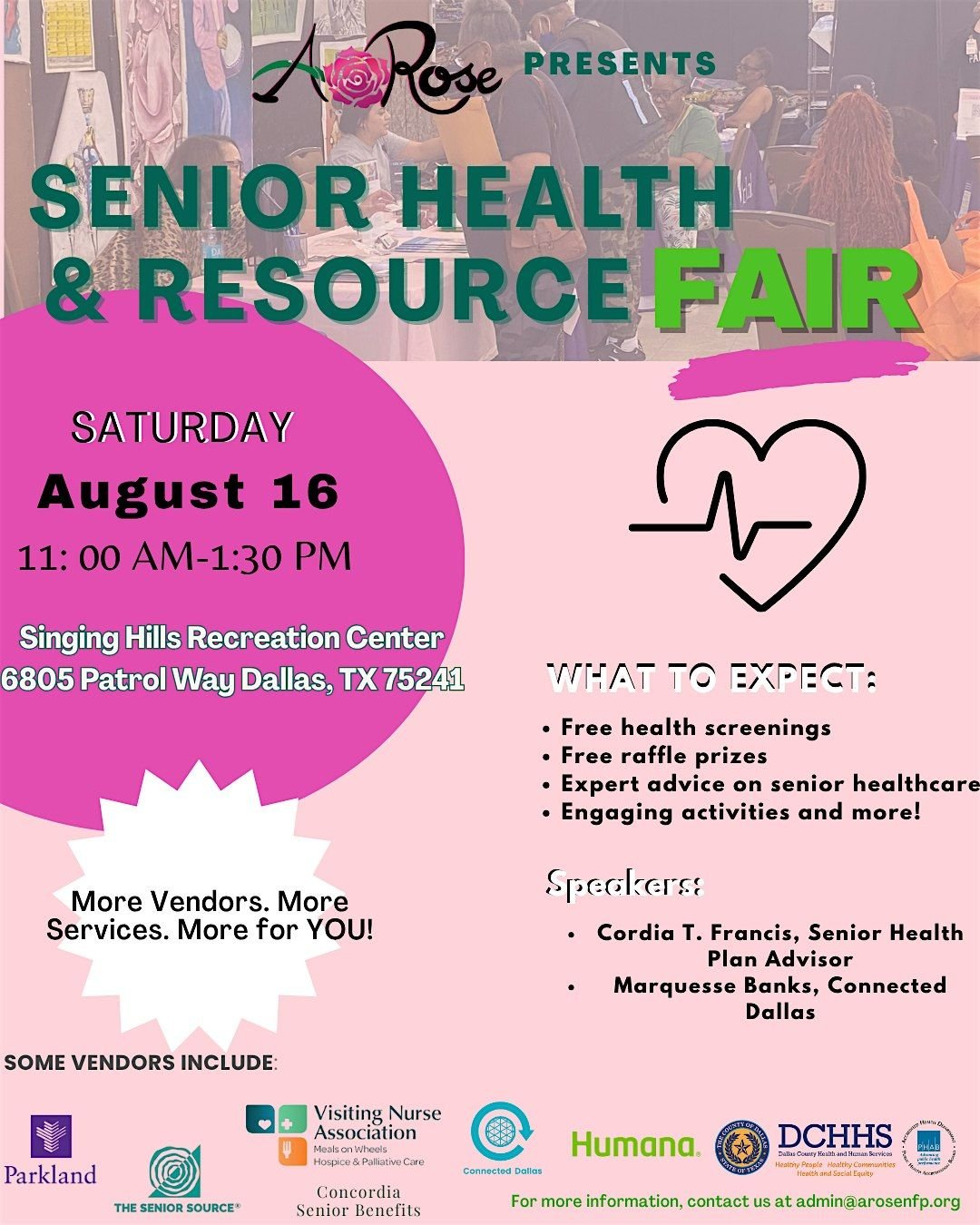 A. Rose  Senior Health & Resource Fair 2025, 16 August | Event in Dallas | AllEvents