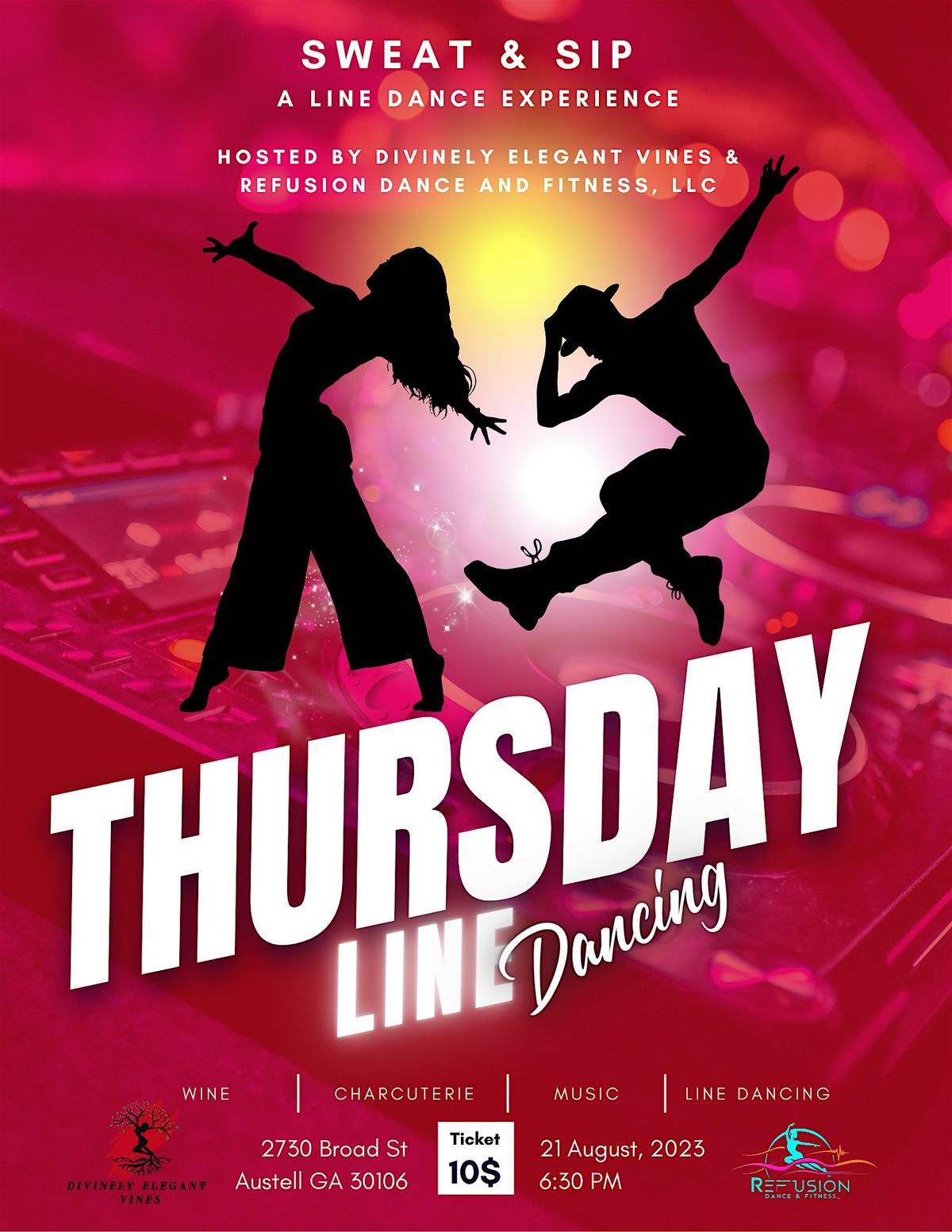 Sweat & Sip Line Dancing Experience, 21 August | Event in Austell | AllEvents