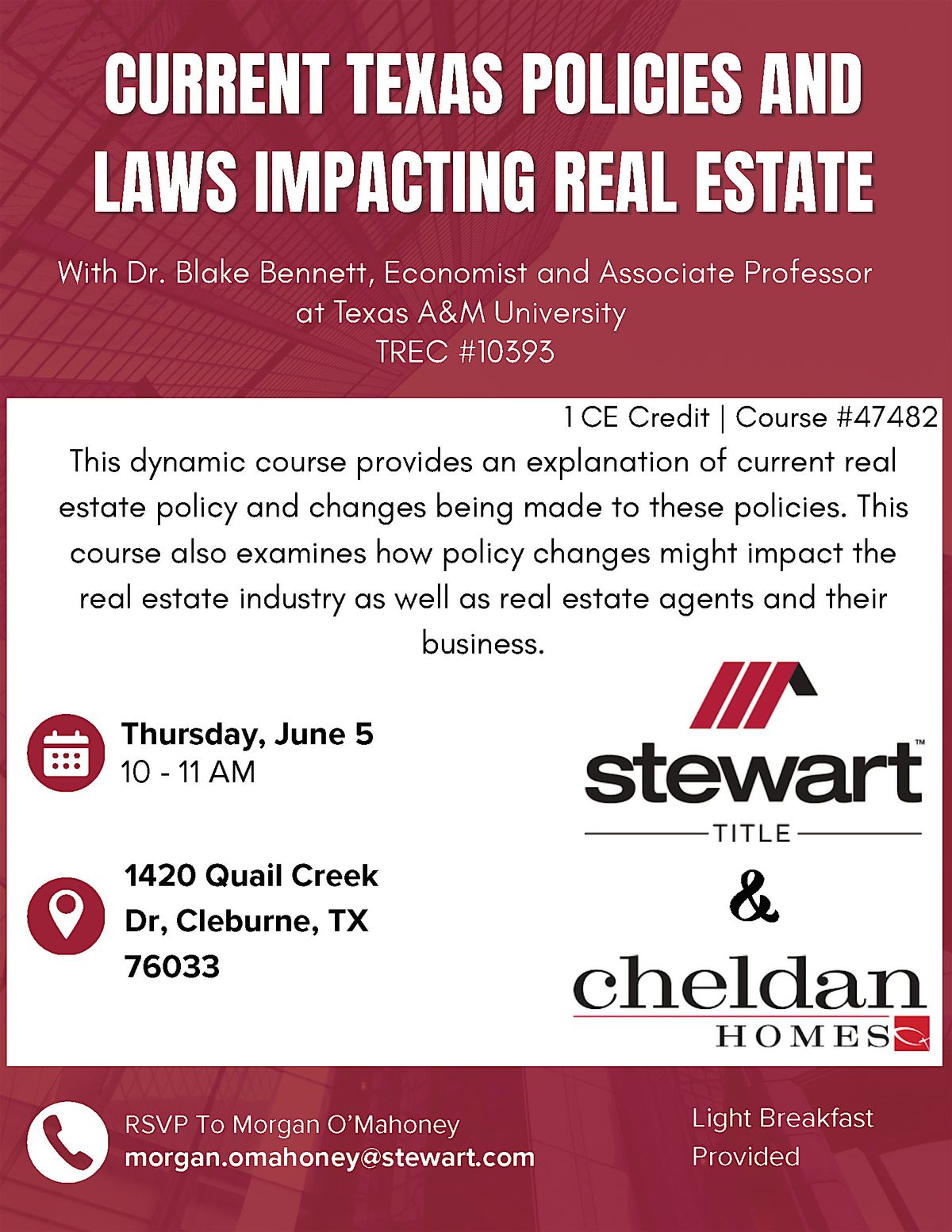 CE Class: Current Texas Policies & Laws Impacting Real Estate, 5 June | Event in Cleburne | AllEvents
