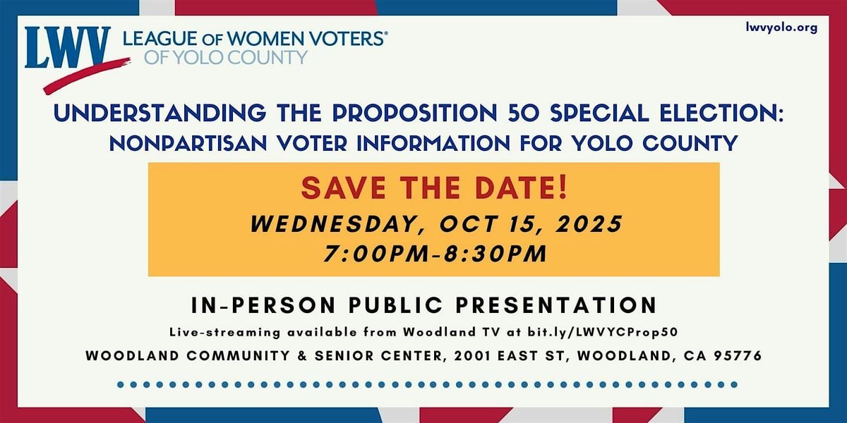 Understanding the Proposition 50 Special Election, 15 October | Event in Woodland | AllEvents