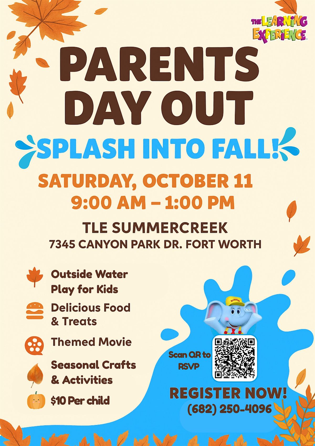 Parents Day Out - Splash Into Fall, 11 October | Event in Fort Worth | AllEvents