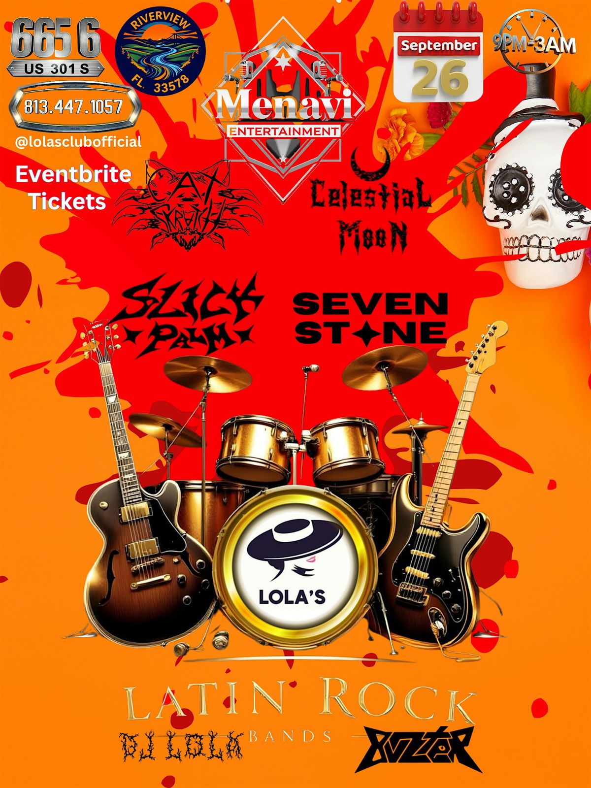 Latin Rock Music With Cat Skratch, Celestial Moon, Seven Stone & Slick Palm, 26 September | Event in Riverview