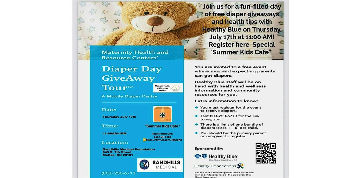Diaper Day GiveAway Tour STOPS with Healthy Blue of SC in Chesterfield, 17 July | Event in McBee | AllEvents