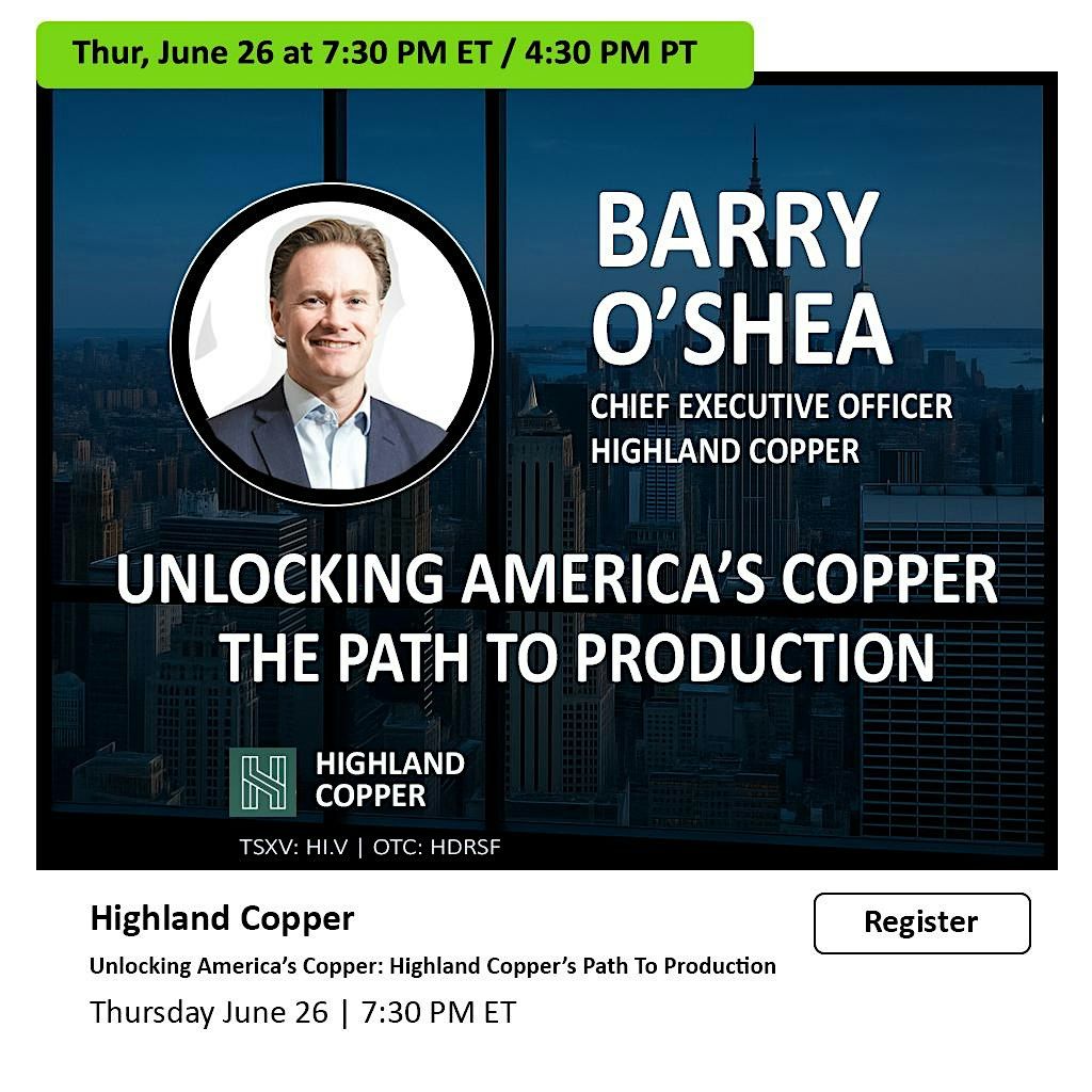 Unlocking America's Copper: Highland Copper’s Path to Production | Event in New York | AllEvents