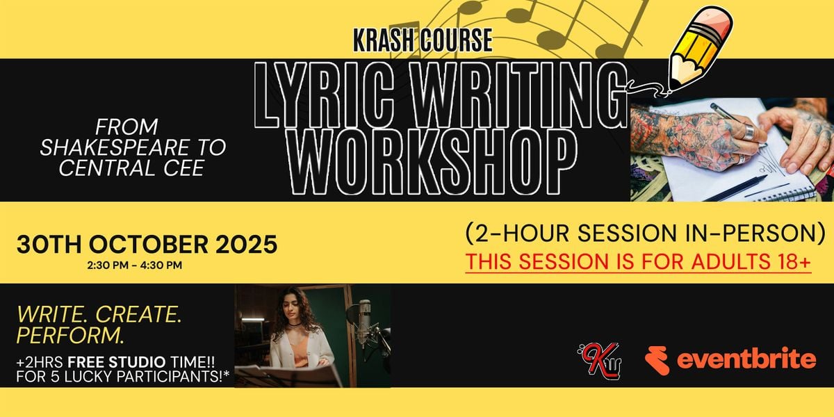 Krash Course: Lyric Writing Workshop (for 18+), 30 October | Event in London | AllEvents