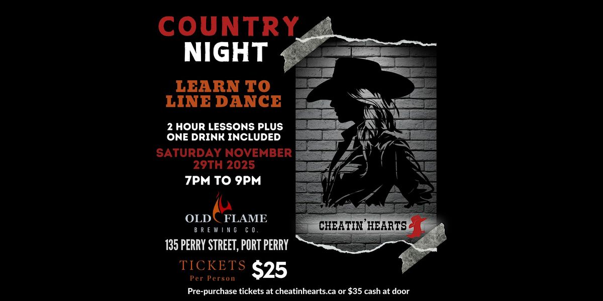 Country Night - Line Dancing Lessons - Old Flame Port Perry, 29 November | Event in Port Perry | AllEvents