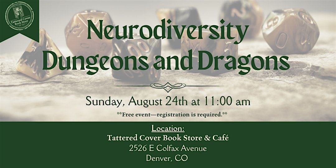 Neurodiversity Dungeons and Dragons Live at Tattered Cover Colfax, 24 August | Event in Denver | AllEvents