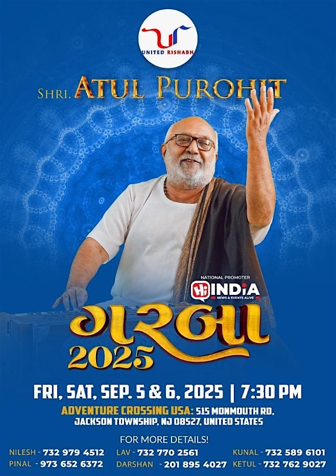 Atul Purohit Garba In New Jersey 2025 | Sept 6, Saturday, 6 September | Event in Jackson Township | AllEvents