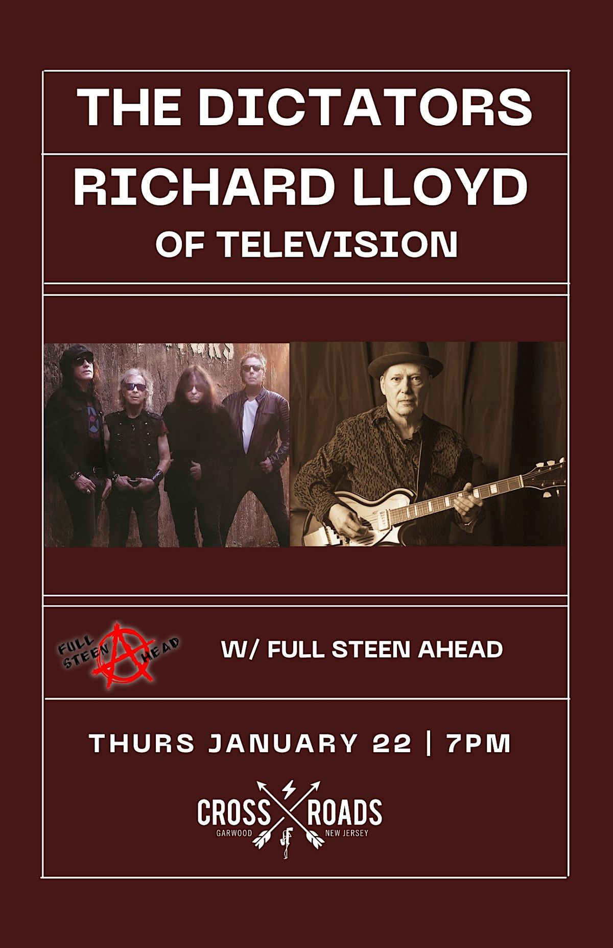 Richard Lloyd of Television, & The Dictators w/ Full Steen Ahead, 22 January | Event in Garwood | AllEvents