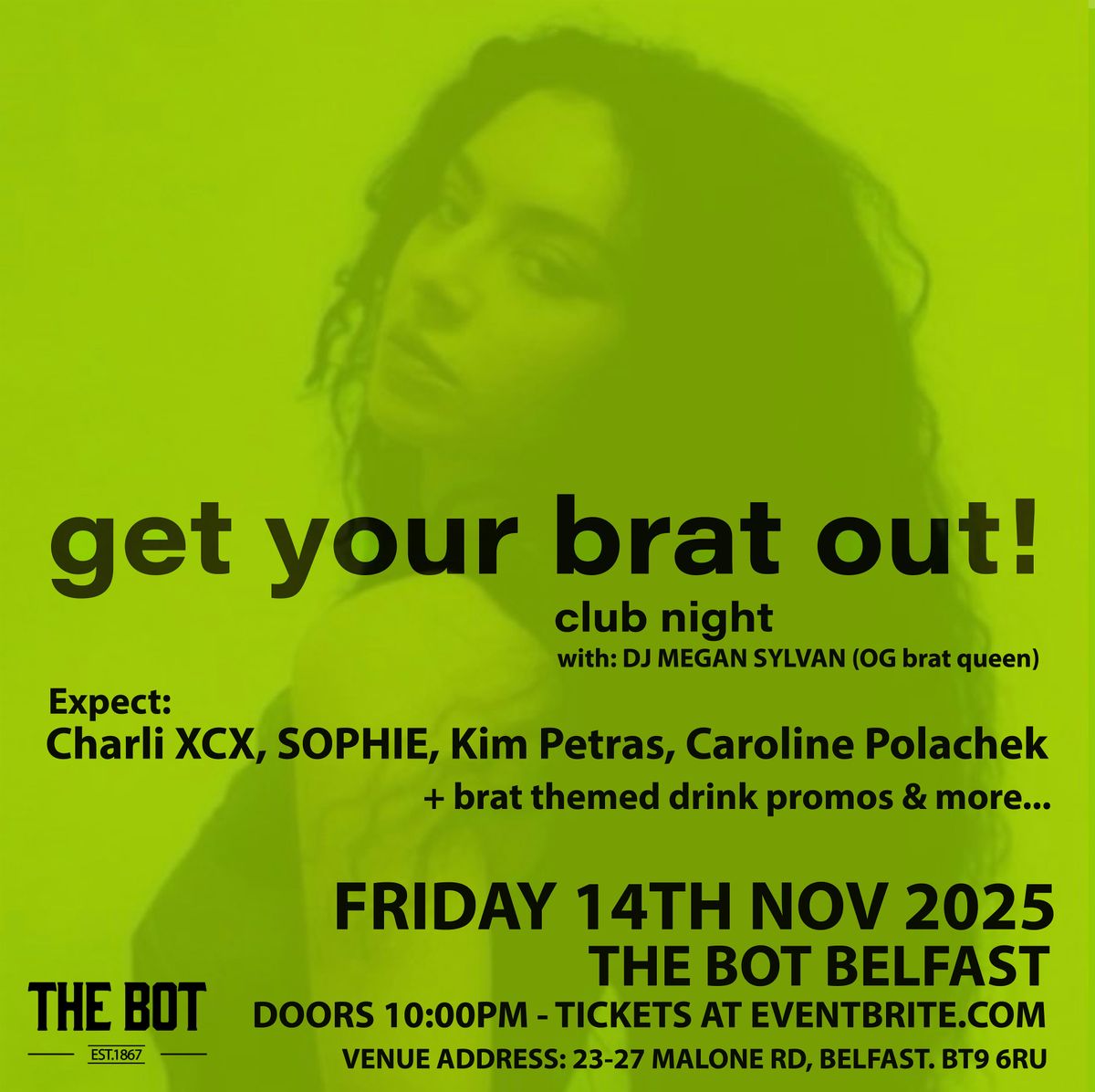 Get your brat out! club night at The Bot Belfast 14/11/25, 14 November | Event in Belfast | AllEvents