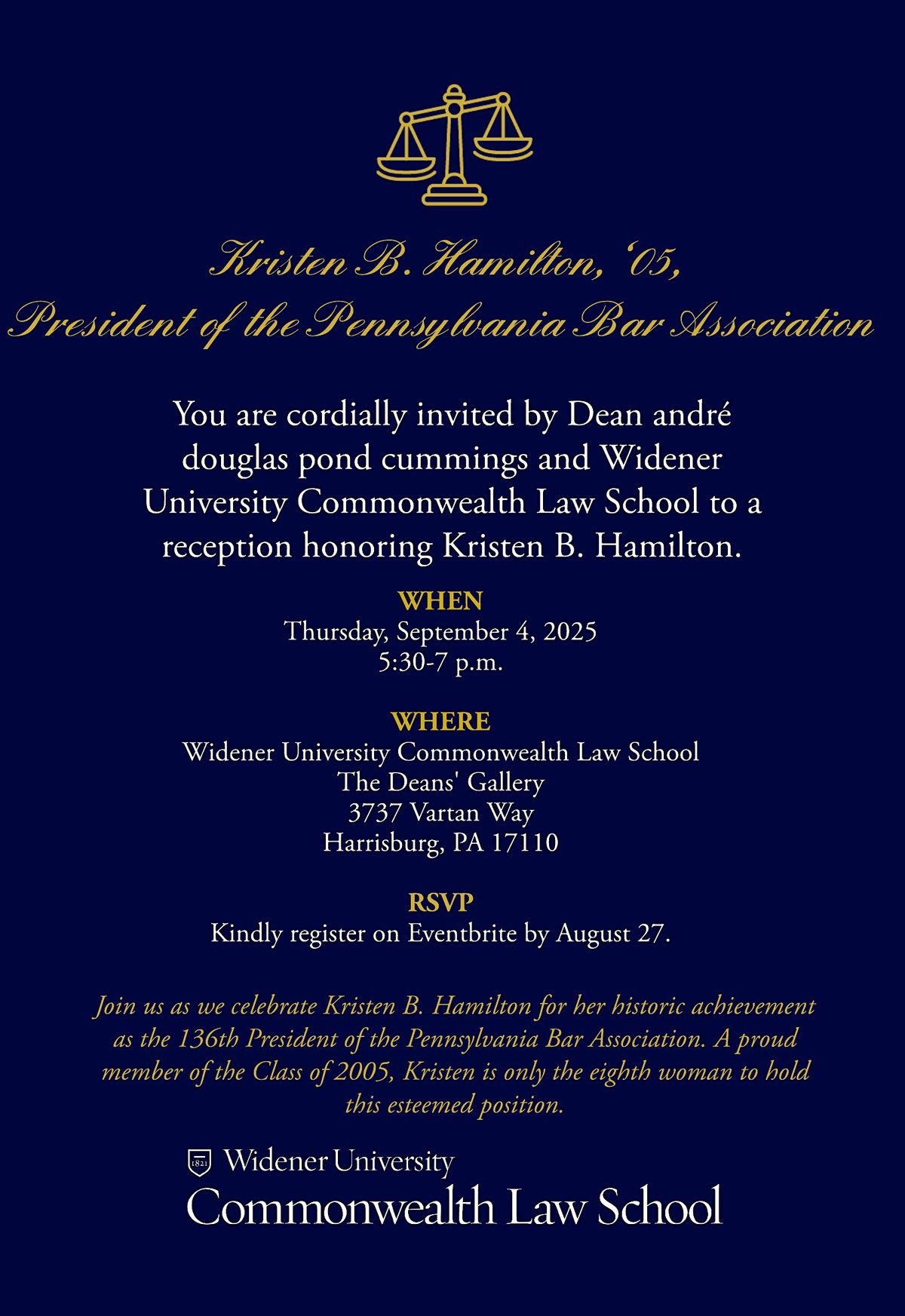 Celebrating Kristen B. Hamilton, Class of 2005, 4 September | Event in Harrisburg | AllEvents