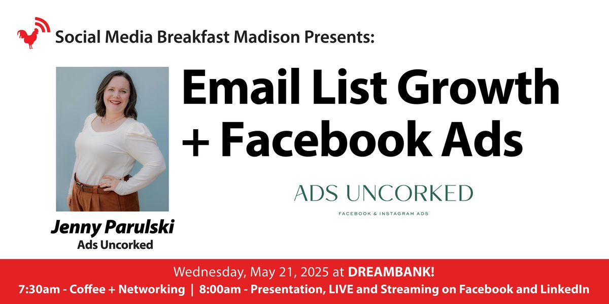 Email List Growth + Facebook Ads, 21 May | Event in Madison | AllEvents