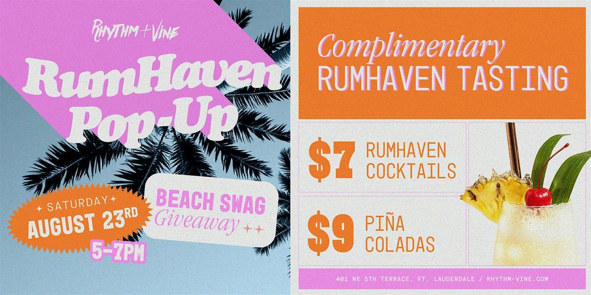 RumHaven Pop Up | Rhythm & Vine, 23 August | Event in Fort Lauderdale | AllEvents