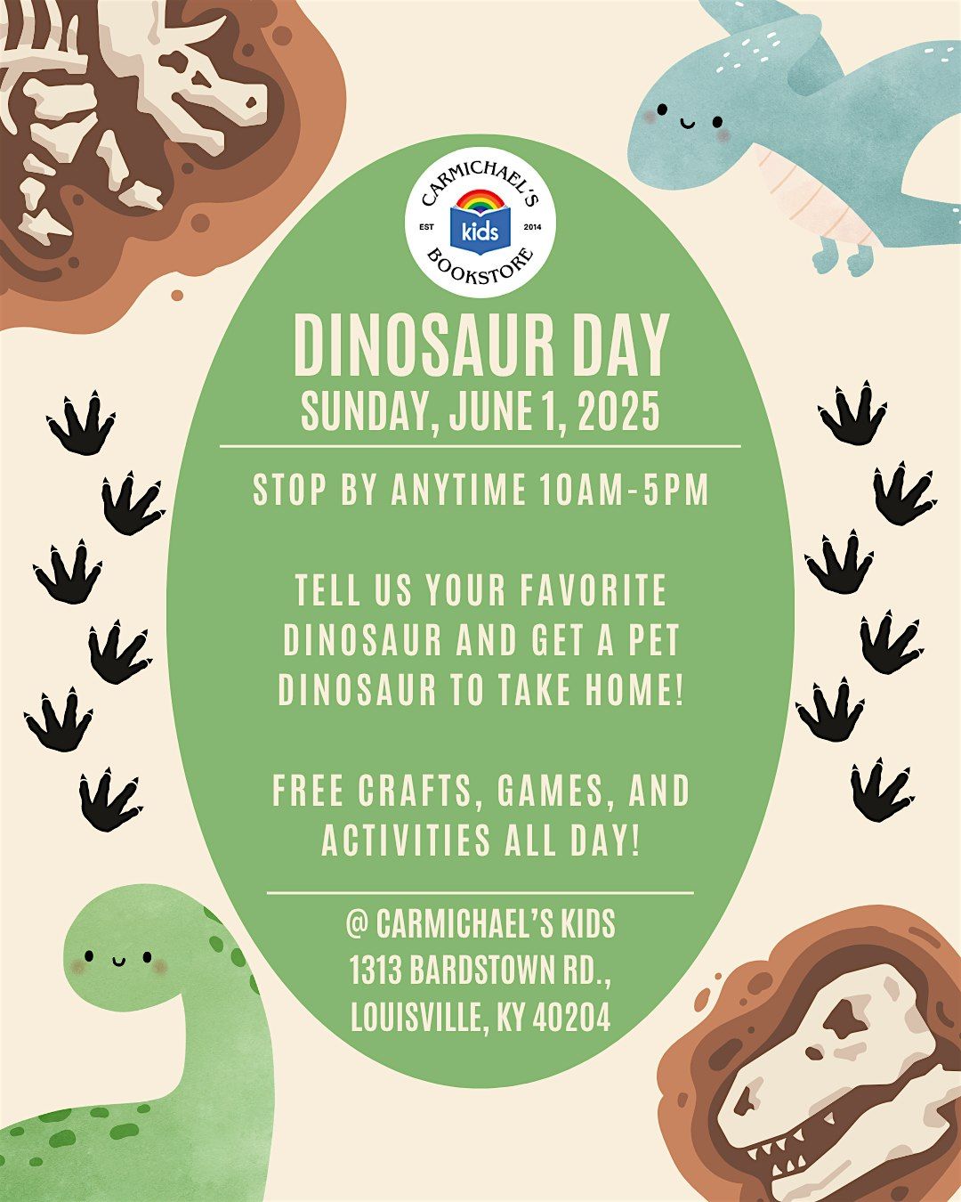 Dinosaur Day @ Carmichael's Kids, 1 June | Event in Louisville | AllEvents