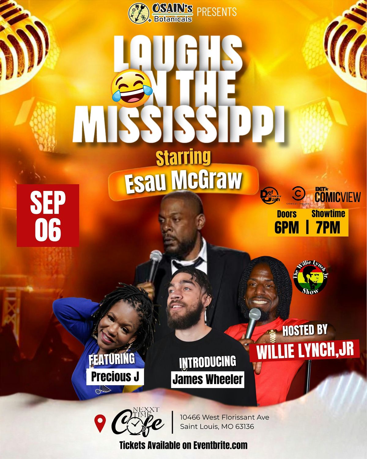 Laughs on the Mississippi Comedy Jam Starring Esau McGraw & Willie Lynch,JR, 6 September | Event in St. Louis