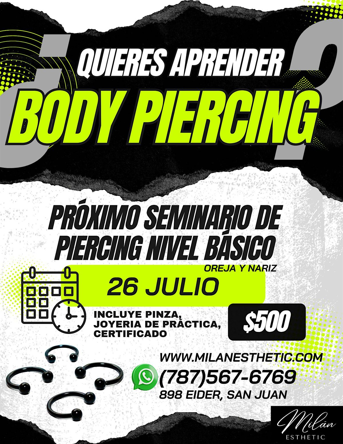 Seminario Piercing - nivel básico, 30 August | Event in San Juan | AllEvents