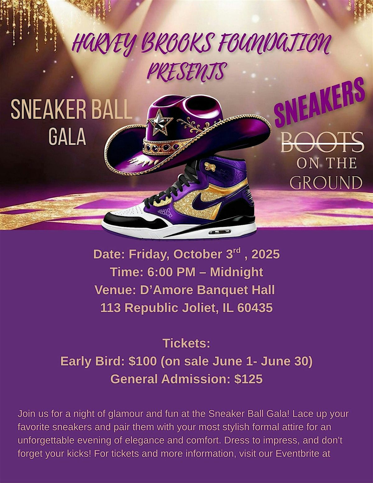 Harvey Brooks Foundation presents "Boots On The Ground" Sneaker Ball Gala, 3 October | Event in Joliet