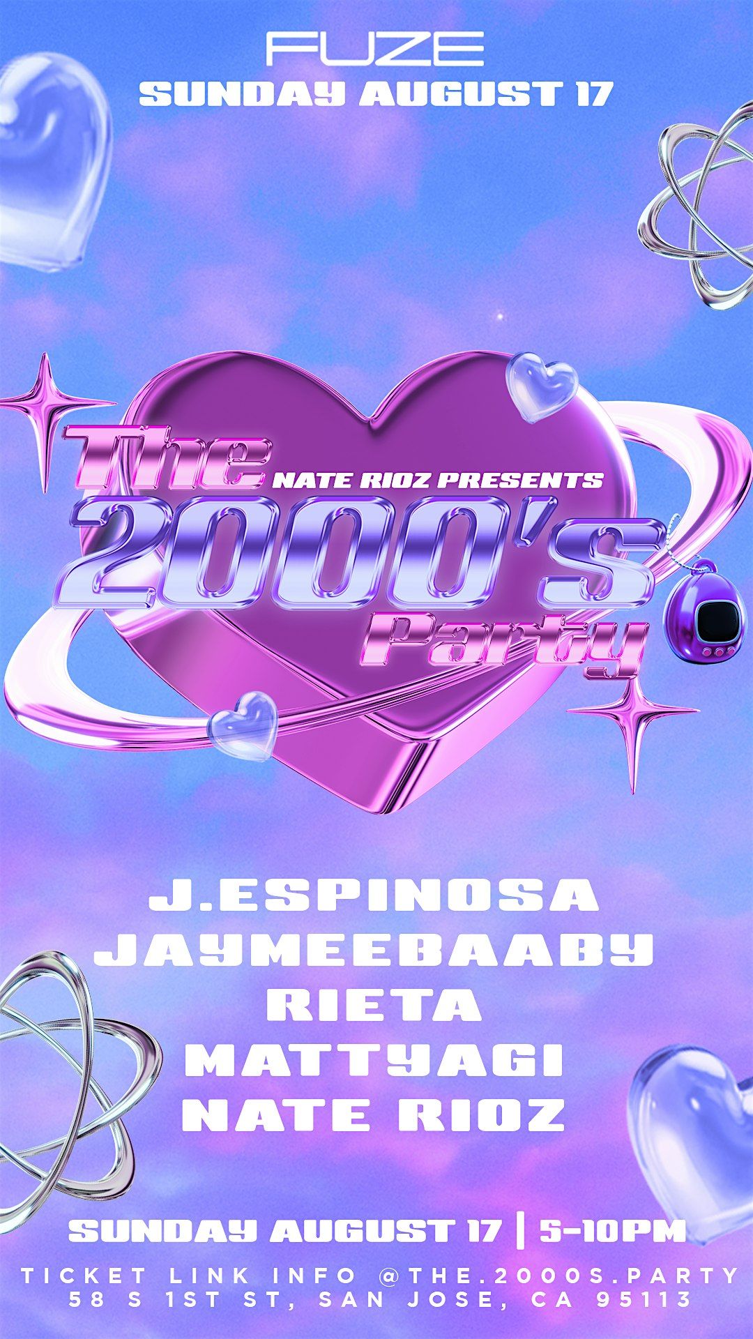 2000'S PARTY AUGUST 17TH  JAYMEEBAABY -J ESPINOSA -MATT YAGI-RIETA, 17 August | Event in San Jose | AllEvents