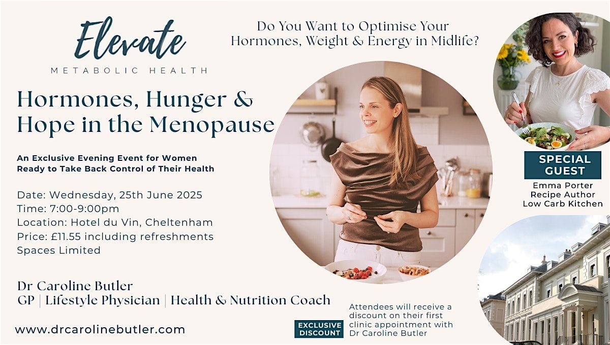 Hormones, Hunger & Hope in the Menopause, 25 June | Event in Cheltenham | AllEvents
