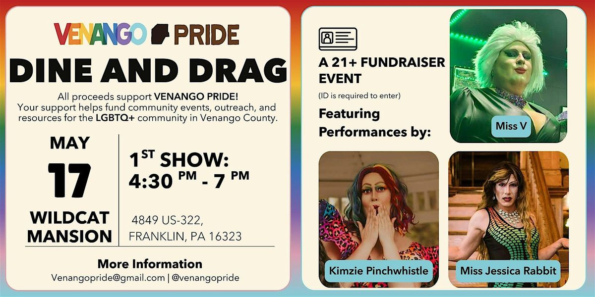 Venango Pride - Dine & Drag Fundraiser - Show 1, 17 May | Event in Franklin | AllEvents