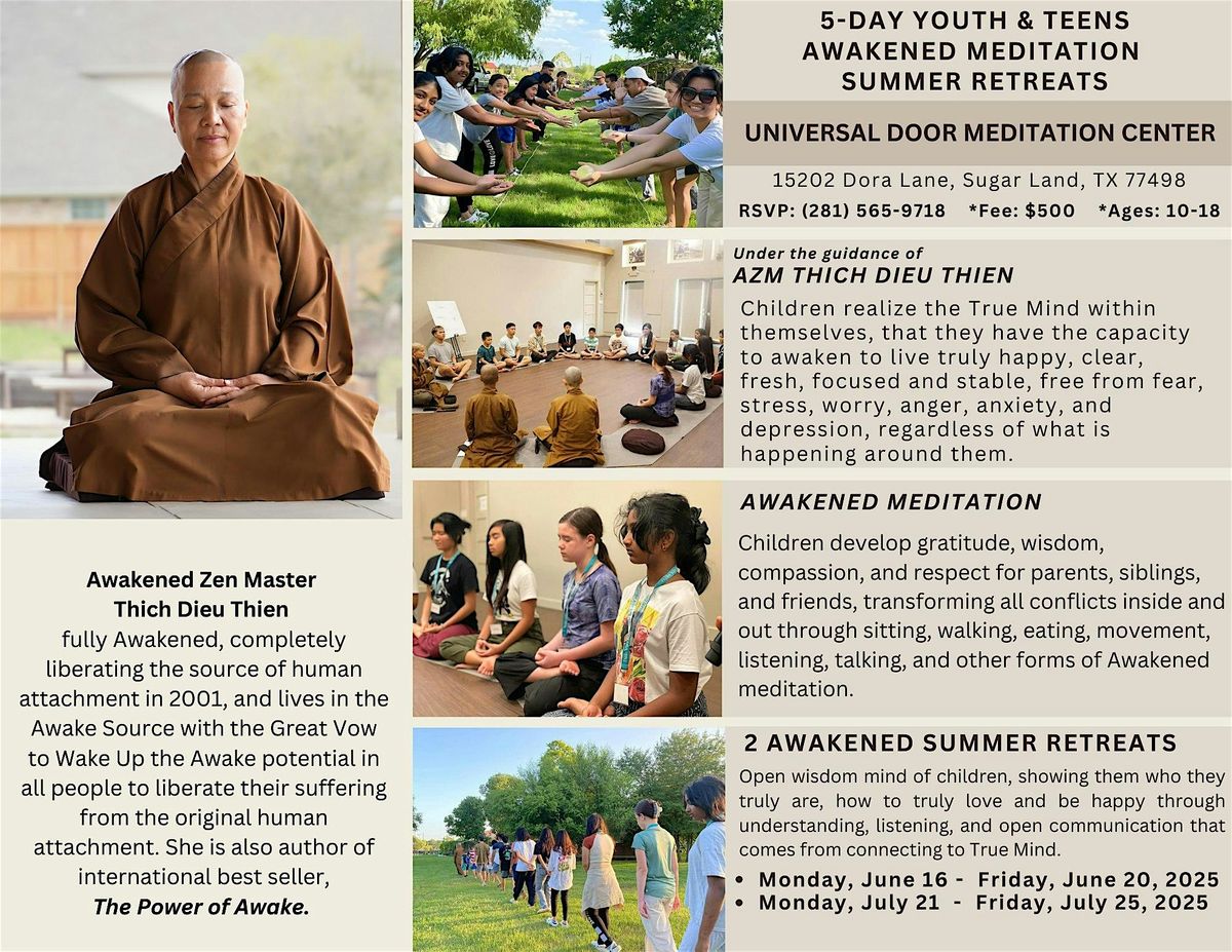 5-Day Awakened Meditation  Summer Retreats for YOUTH & TEENS, 16 June | Event in Sugar Land | AllEvents