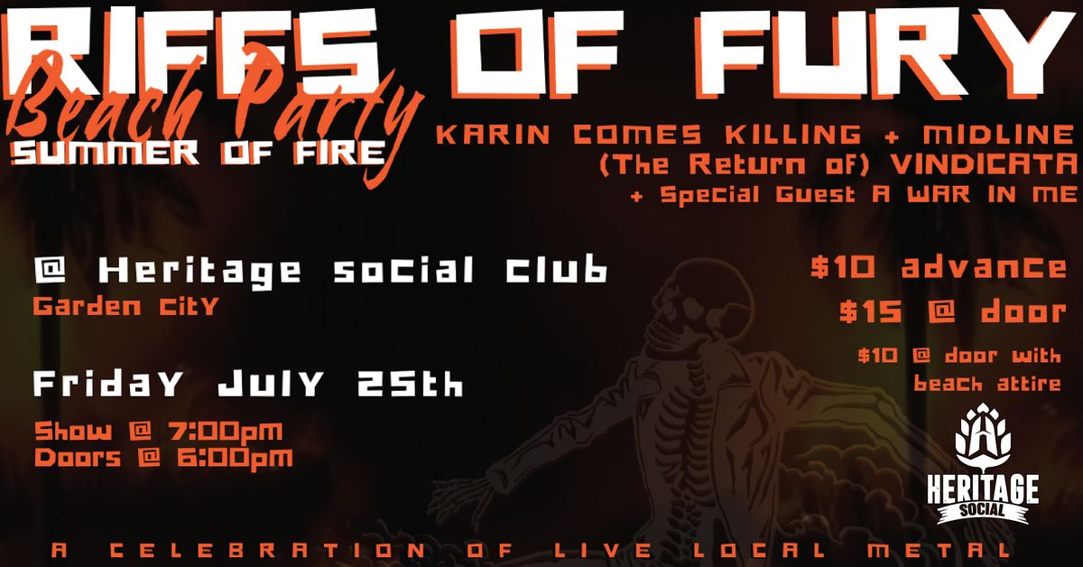 Riffs of Fury Summer of Fire | LIVE AT HERITAGE SOCIAL CLUB, 25 July | Event in Boise | AllEvents