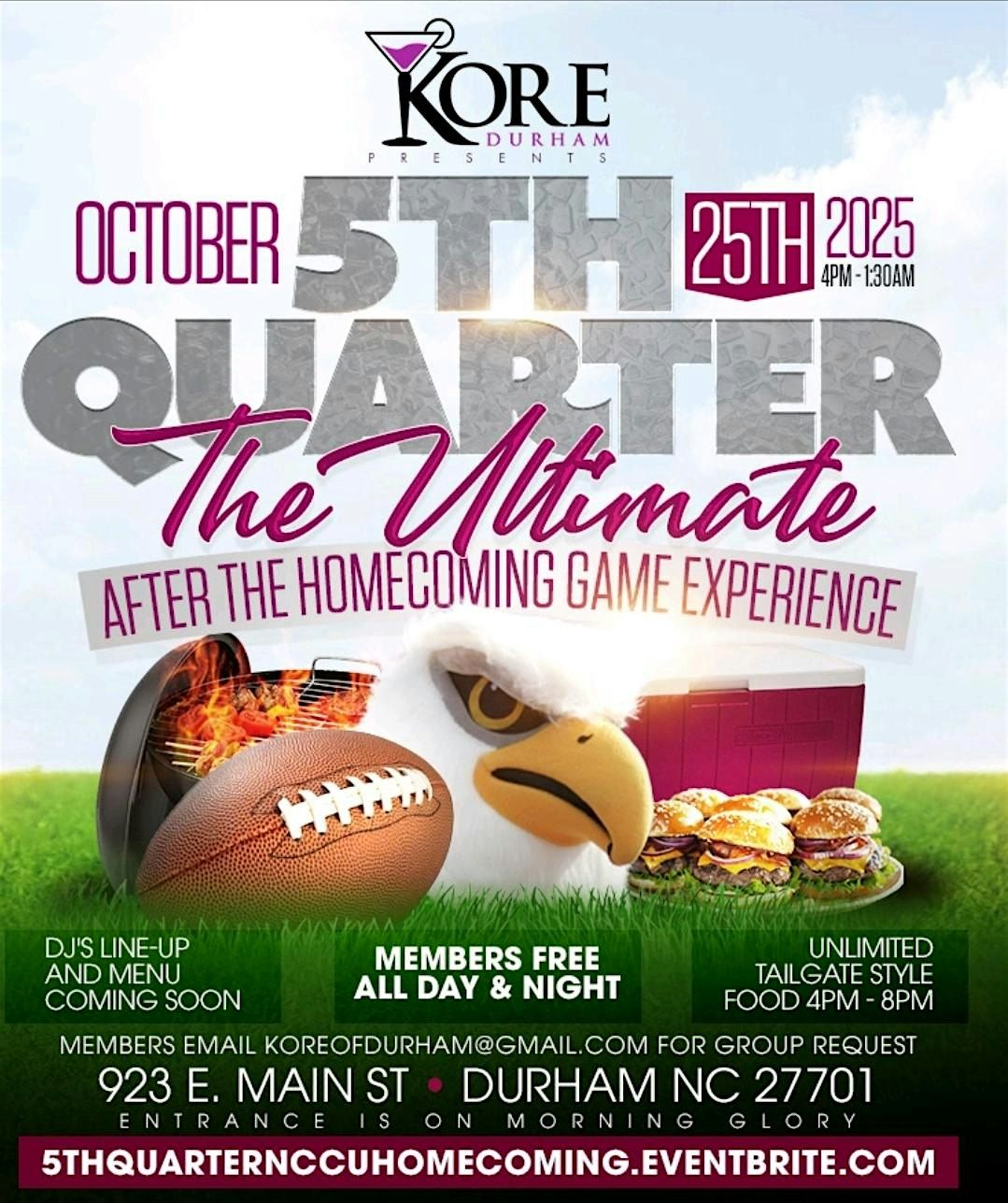 5th Quarter The Ultimate after the Homecoming game experience, 25 October | Event in Durham | AllEvents