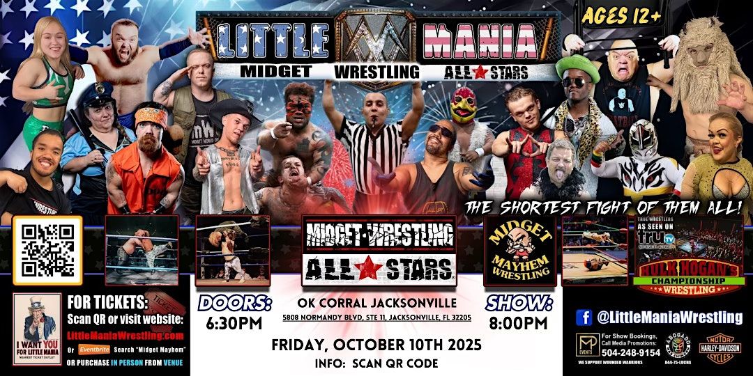 Midget Mayhem Wrestling Rips Through the Ring! Jacksonville FL 12+, 10 October | Event in Jacksonville | AllEvents
