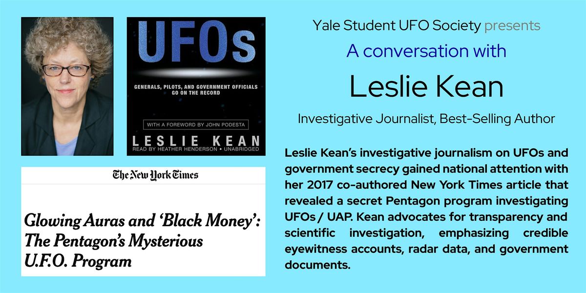 Leslie Kean with Yale Student UFO Society - A conversation and Q&A, 4 December | Event in New Haven | AllEvents