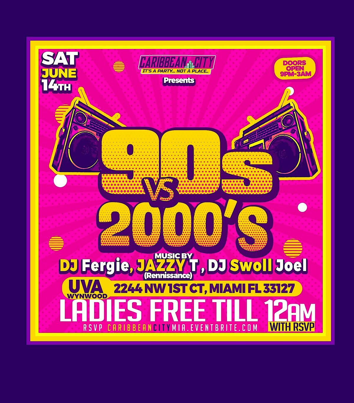 CARIBBEAN CITY | 90's vs 2000's | Ladies FREE with RSVP Before Midnight, 14 June | Event in Miami | AllEvents