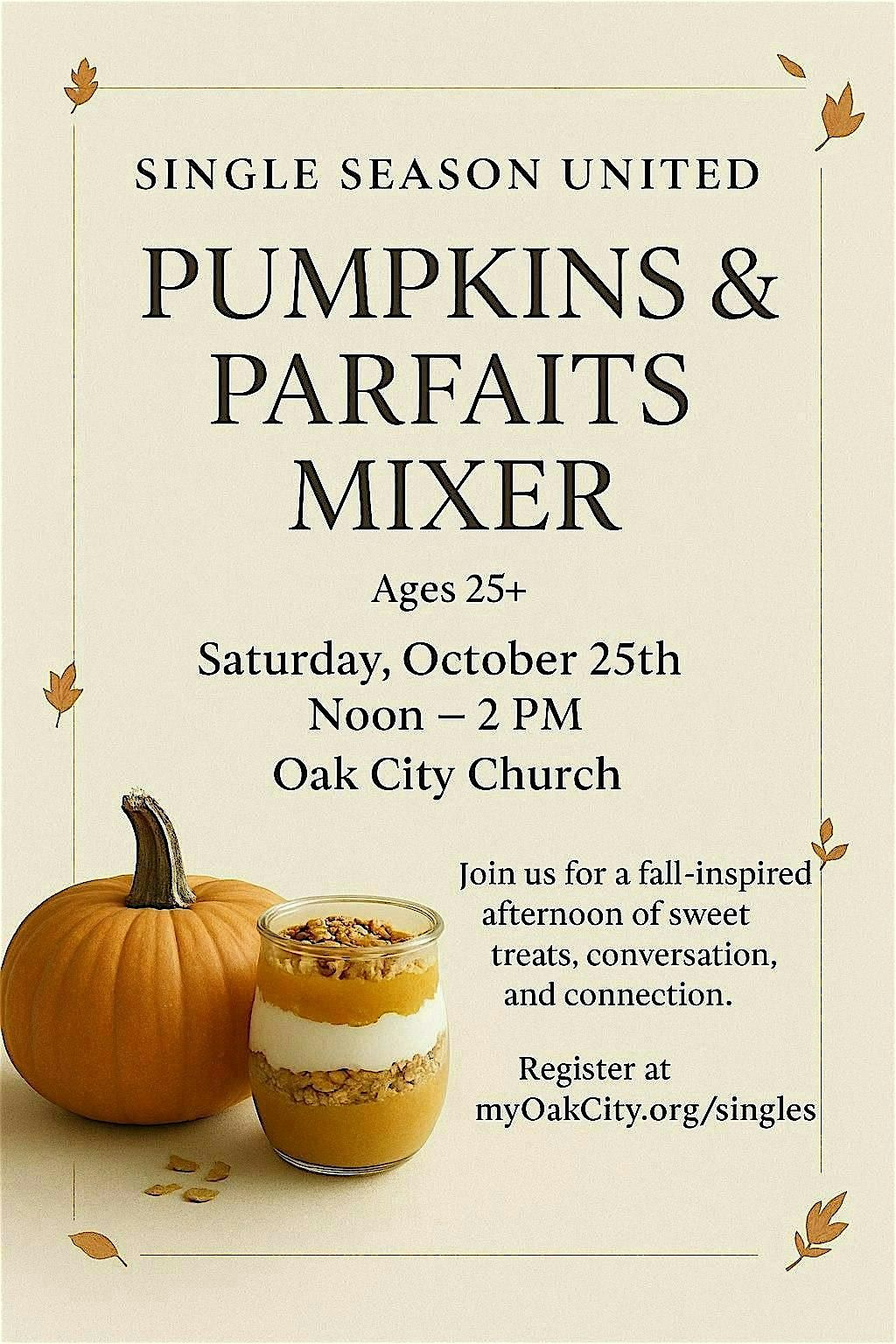 Pumpkins & Parfaits: A Christian Singles Mixer, 25 October | Event in Memphis | AllEvents