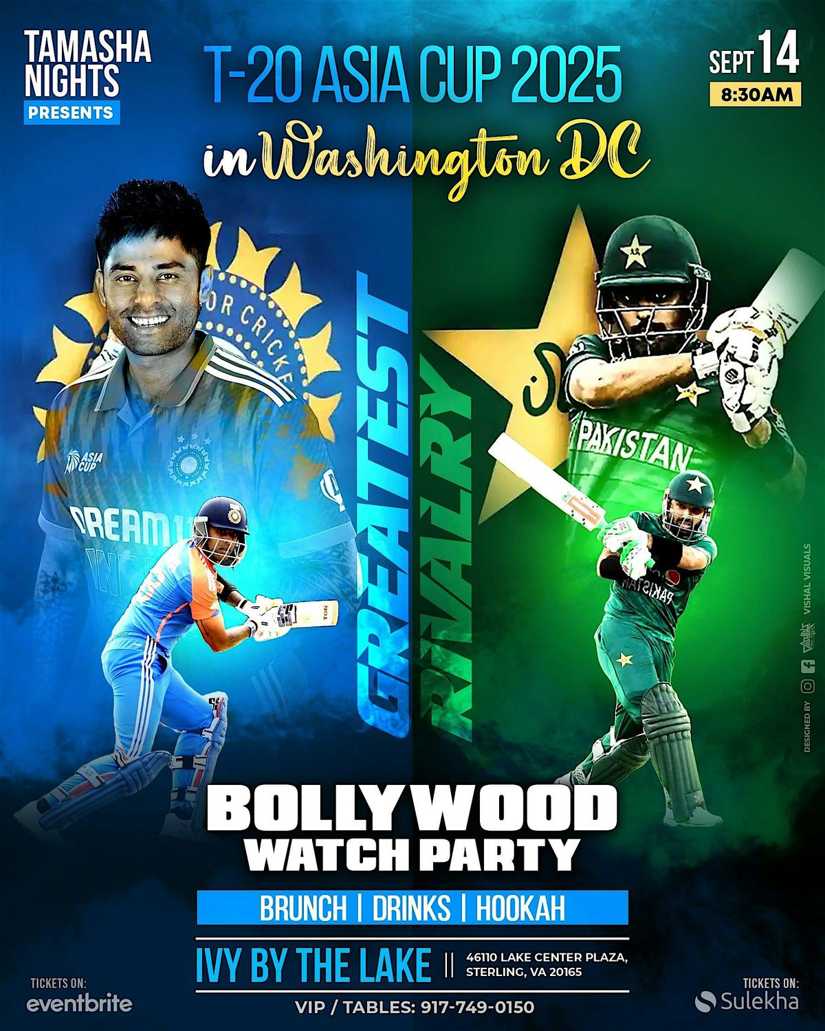 VIRGINIA BOLLYWOOD CRICKET WATCH PARTY ON BIG SCREEN @IVY BY THE LAKE, 14 September | Event in Sterling | AllEvents