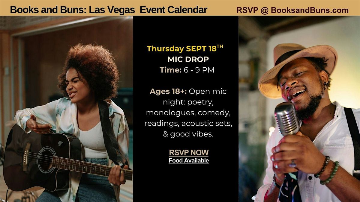 3rd Thursday MIC DROP: Open Mic Night at Books and Buns: A Black Arts Hub, 18 September | Event in Las Vegas