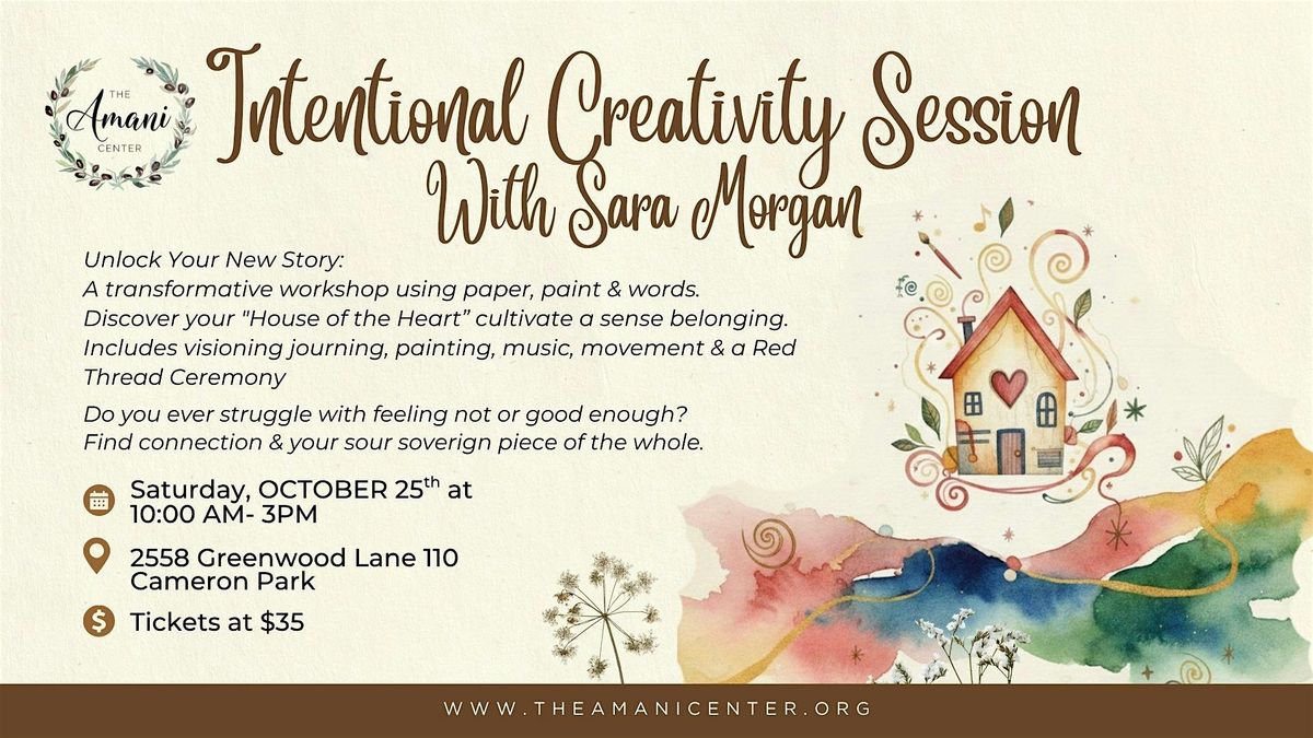 Intentional Creativity Session with Sara Morgan, 25 October | Event in Cameron Park | AllEvents