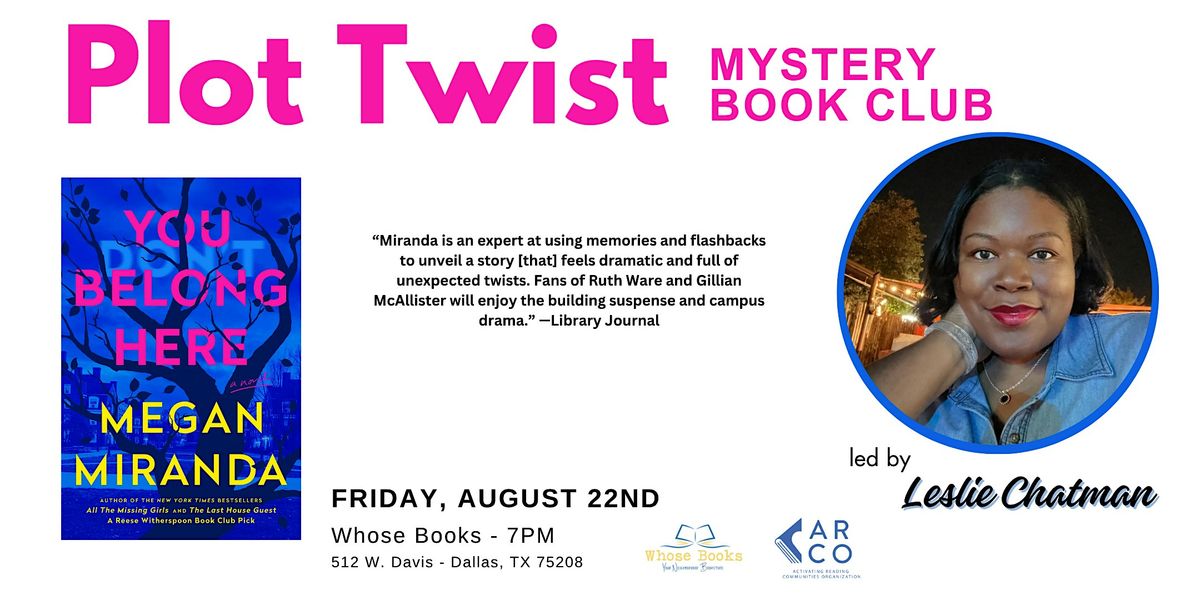 Plot Twist Book Club, 22 August | Event in Dallas | AllEvents
