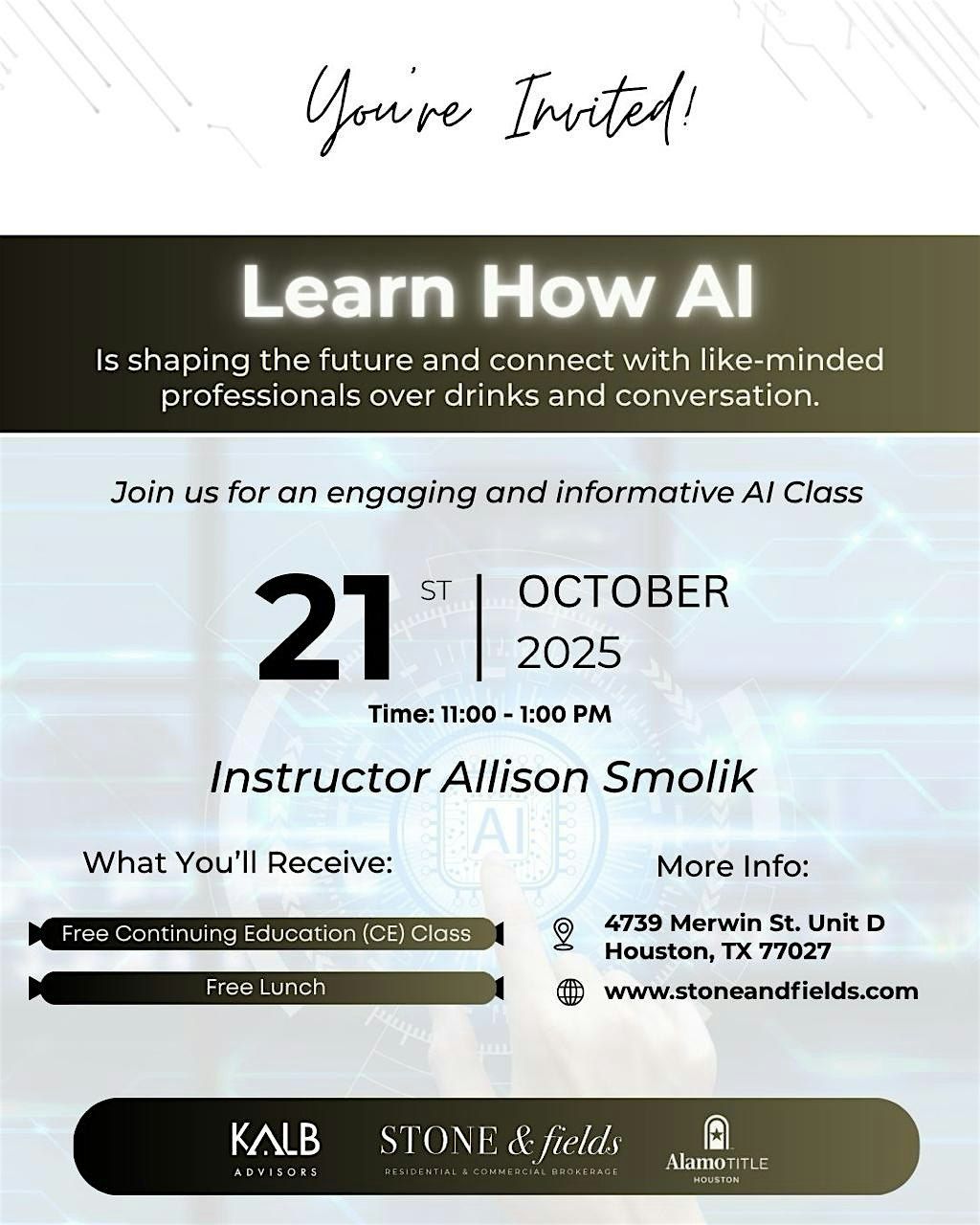 AI in Real Estate: CE Class for Realtors, 21 October | Event in Houston | AllEvents